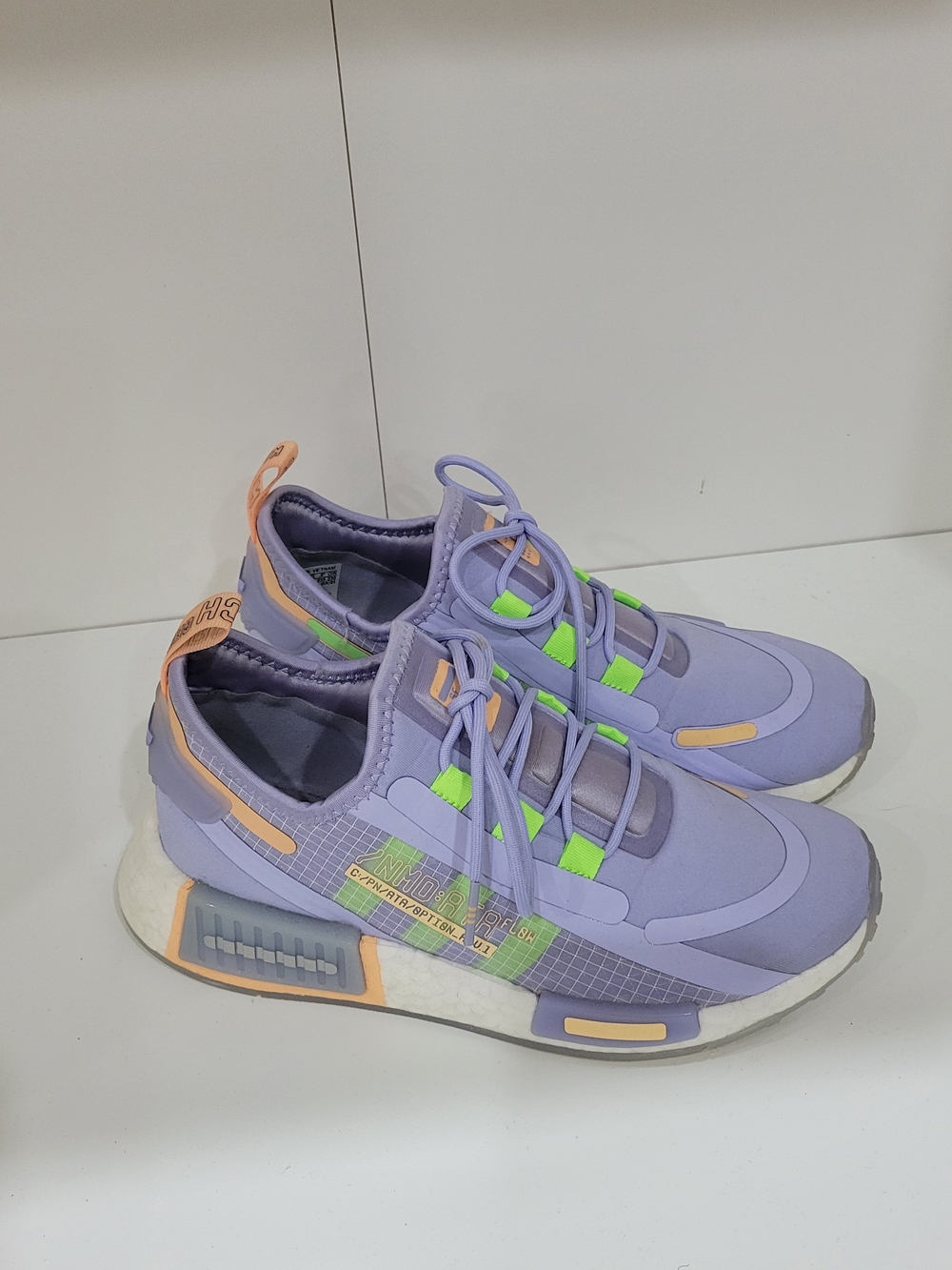 Adidas Lavender Shoes with Neon Green & Peach Accents